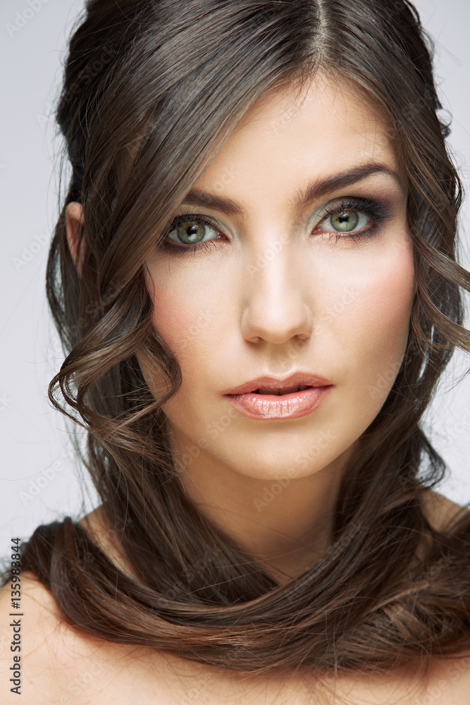 Obraz premium Face portrait of beautiful woman with natural clean skin.