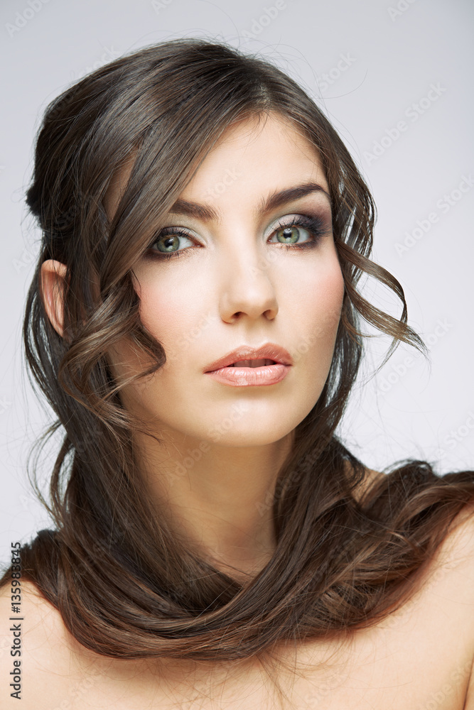 Face portrait of beautiful woman with natural clean skin.