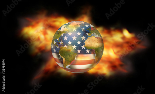 fire and flames USA 3d render. Elements of this image furnished by NASA. photo