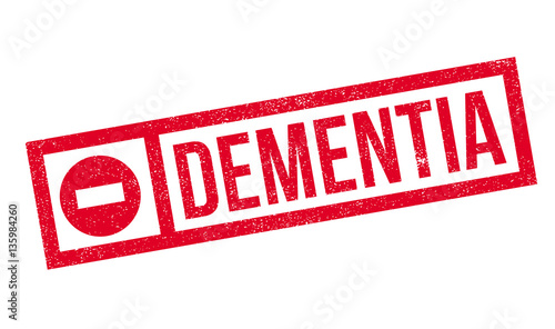 Dementia rubber stamp. Grunge design with dust scratches. Effects can be easily removed for a clean, crisp look. Color is easily changed.
