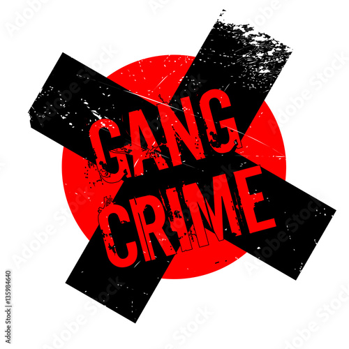 Gang Crime rubber stamp. Grunge design with dust scratches. Effects can be easily removed for a clean, crisp look. Color is easily changed.