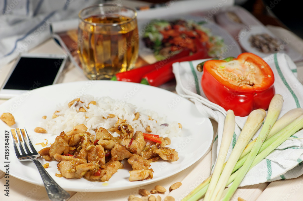 Spicy pork with peanut and lemongrass Spicy pork with peanut and lemongrass