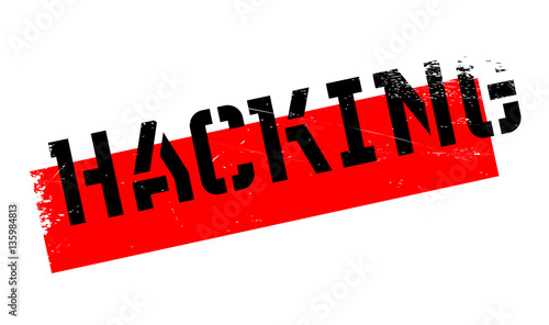 Hacking rubber stamp. Grunge design with dust scratches. Effects can be easily removed for a clean, crisp look. Color is easily changed.
