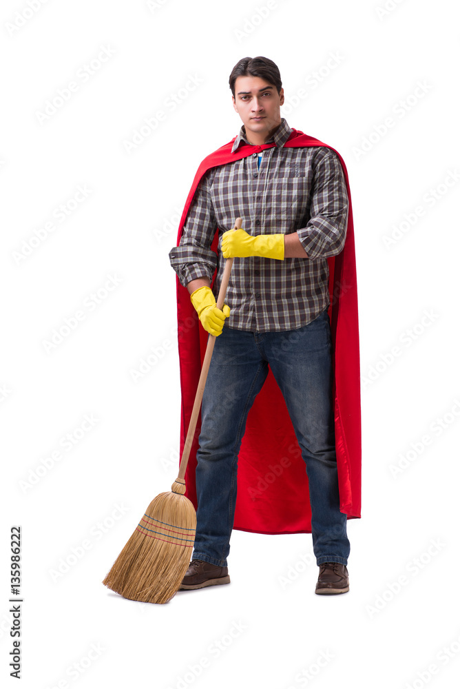 Super hero cleaner isolated on white Super hero cleaner isolated on white