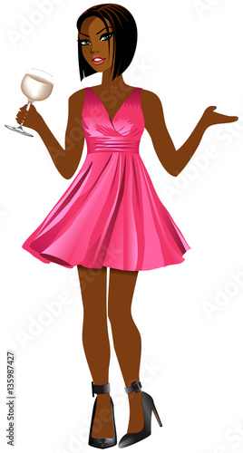 BlackWomanPinkDress
