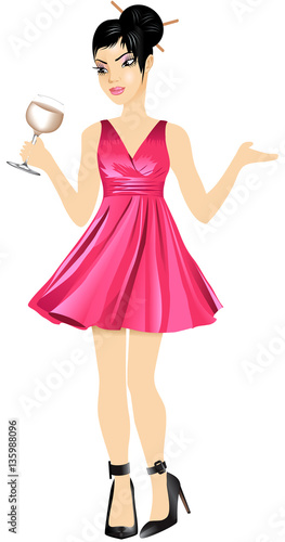 AsianWomanPinkDress