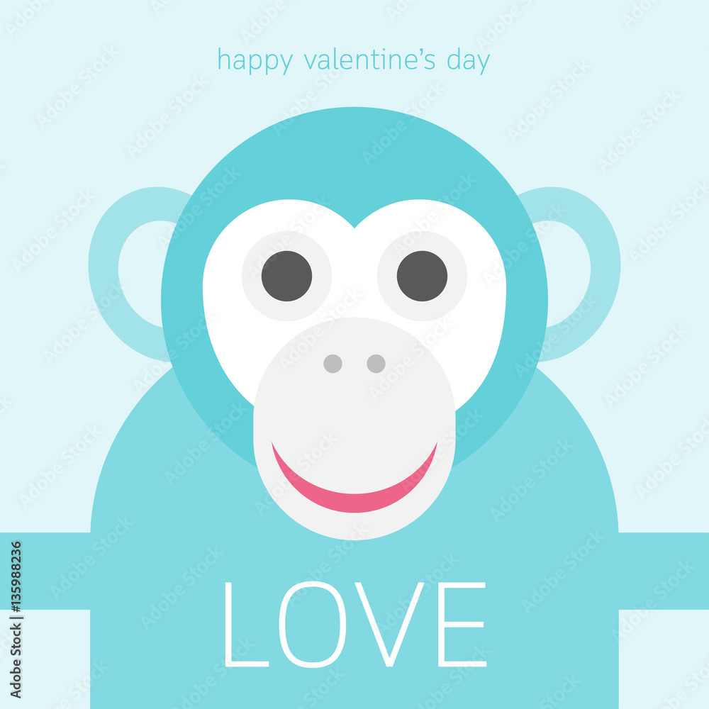 Cute monkey cartoon with love for valentine's day card. Cute monkey cartoon with love for valentine's day card.