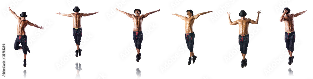 Collage of dancers isolated on white background Collage of dancers isolated on white background