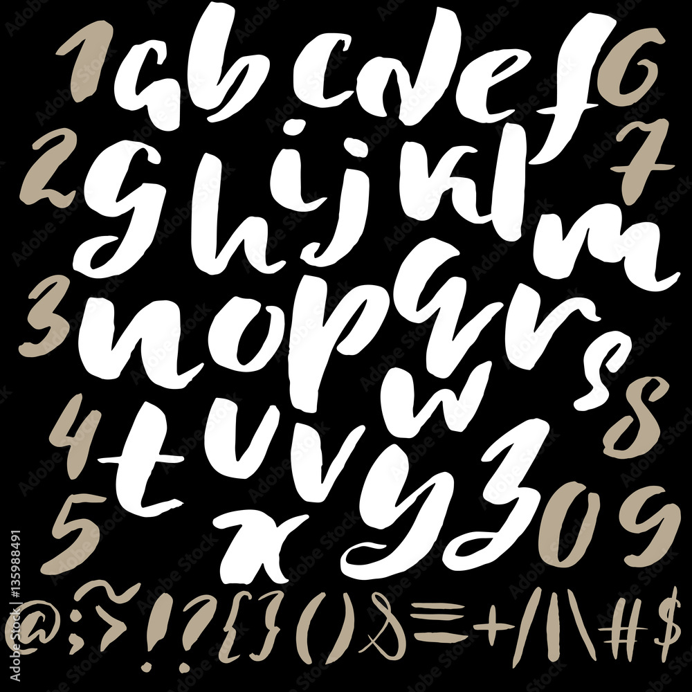 Hand drawn font made by dry brush strokes. Grunge style alphabet Hand drawn font made by dry brush strokes. Grunge style alphabet