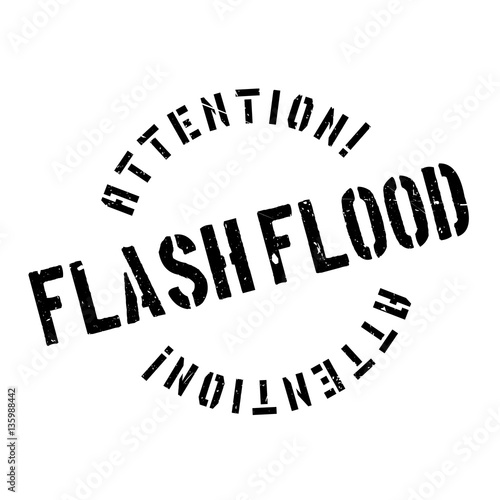 Flash Flood rubber stamp. Grunge design with dust scratches. Effects can be easily removed for a clean, crisp look. Color is easily changed.