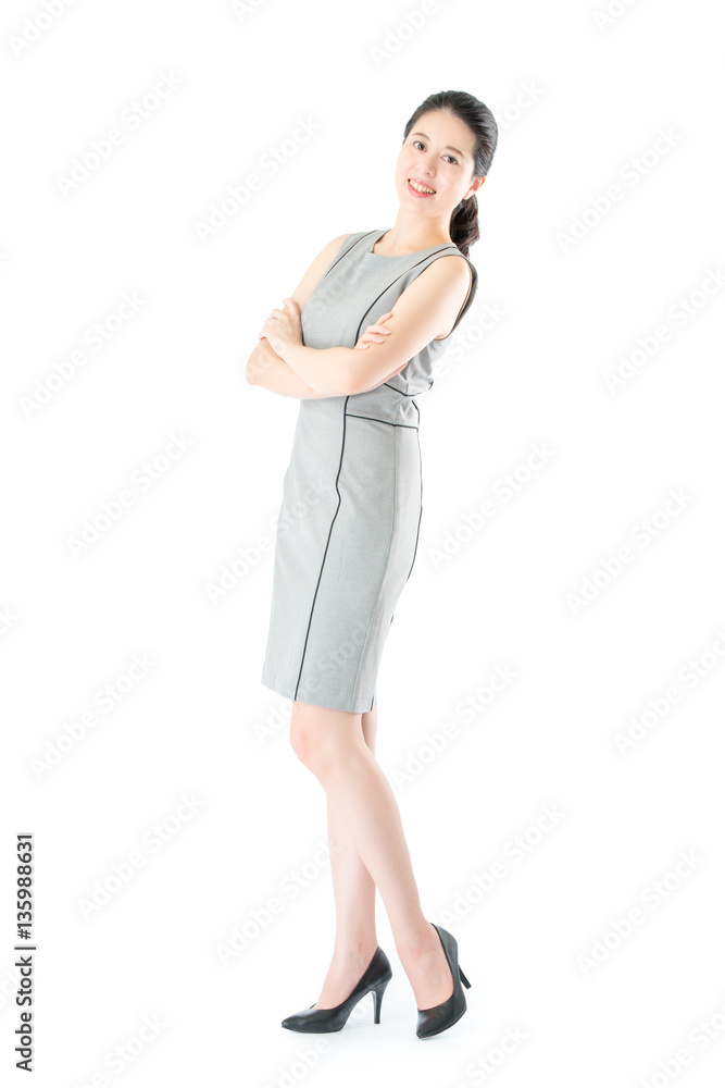 beautiful happy asian business woman cross arm standing beautiful happy asian business woman cross arm standing