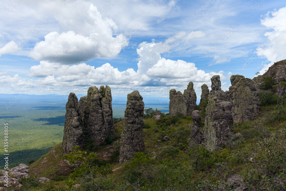boundless expanse. view from mountains. natural stone pillars. phenomenon. Chiquitania. Bolivia