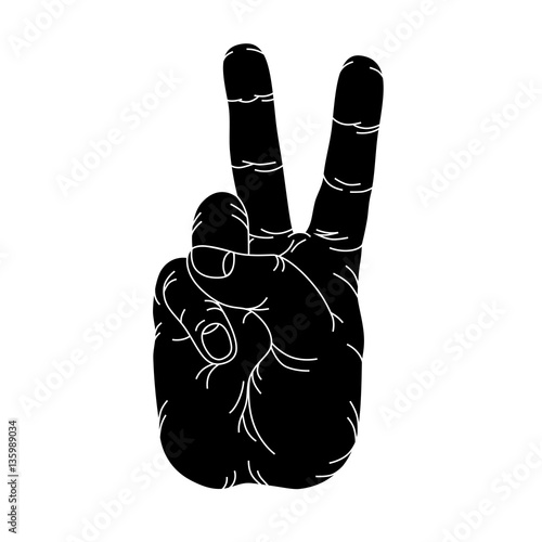 hand gesture two fingers in vector on white background