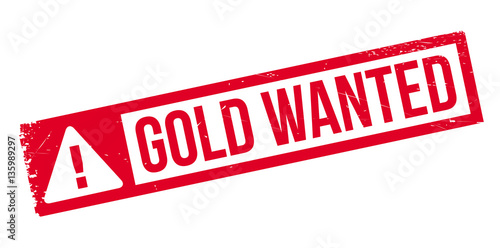 Gold Wanted rubber stamp. Grunge design with dust scratches. Effects can be easily removed for a clean, crisp look. Color is easily changed.