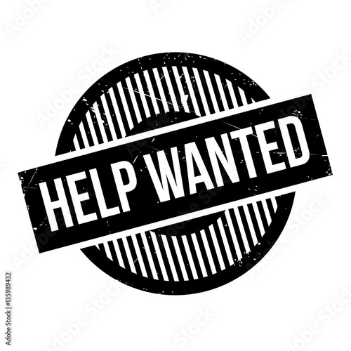 Help Wanted rubber stamp. Grunge design with dust scratches. Effects can be easily removed for a clean, crisp look. Color is easily changed.