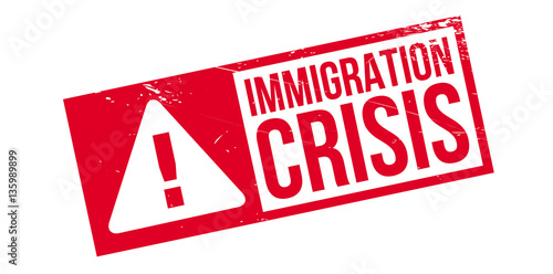 Immigration Crisis rubber stamp. Grunge design with dust scratches. Effects can be easily removed for a clean, crisp look. Color is easily changed.