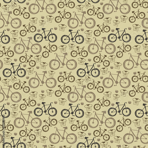 Hipster sport bicycle seamless pattern