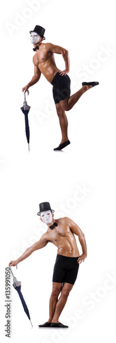 Naked muscular mime isolated on white © Elnur