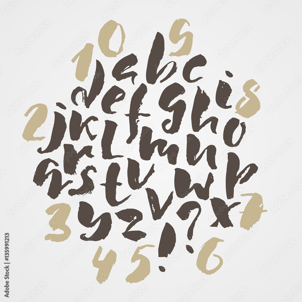 Hand drawn font made by dry brush strokes. Grunge style alphabet Hand drawn font made by dry brush strokes. Grunge style alphabet