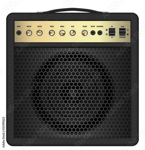 real classic black guitar amplifier vector photo