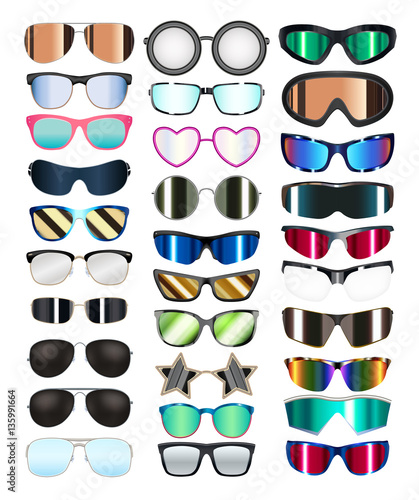  set of real colorful style glasses vector