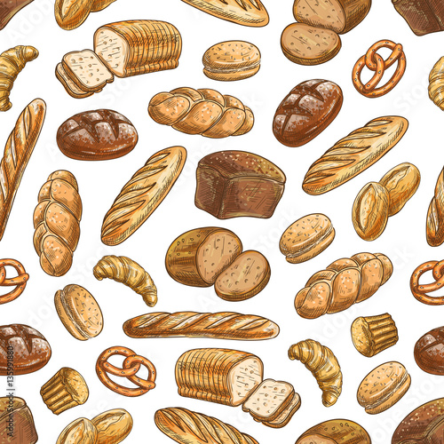 Color sketch bread sorts seamless pattern