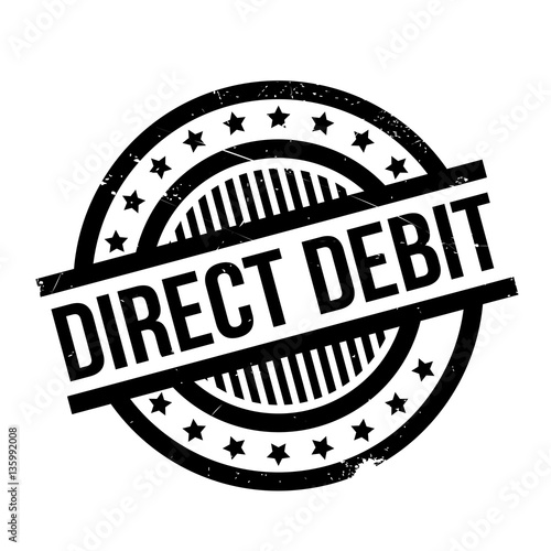 Direct Debit rubber stamp. Grunge design with dust scratches. Effects can be easily removed for a clean, crisp look. Color is easily changed.