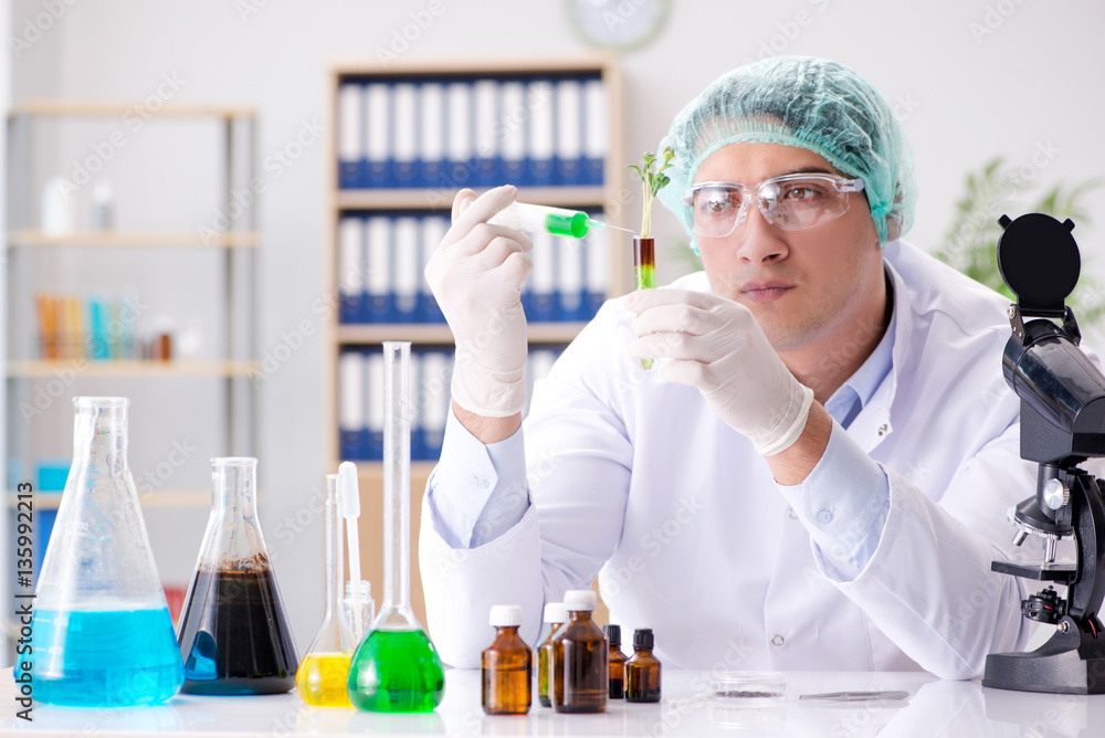 Biotechnology concept with scientist in lab Biotechnology concept with scientist in lab