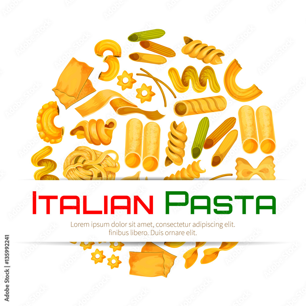Obraz premium Italian pasta vector poster or menu