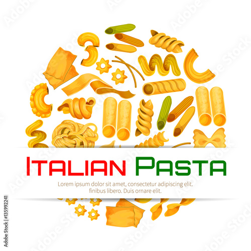 Italian pasta vector poster or menu