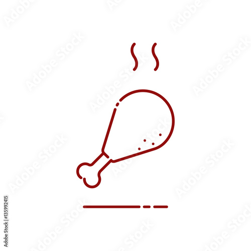 Grilled chicken wing thighs icon, Vector illustration