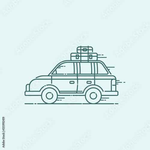  Car icon design concept, Vacation travel symbol, Vector illustration