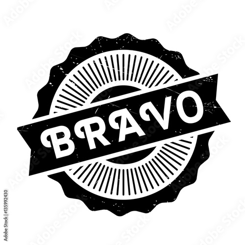 Bravo rubber stamp. Grunge design with dust scratches. Effects can be easily removed for a clean, crisp look. Color is easily changed.