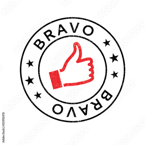 Bravo rubber stamp. Grunge design with dust scratches. Effects can be easily removed for a clean, crisp look. Color is easily changed.