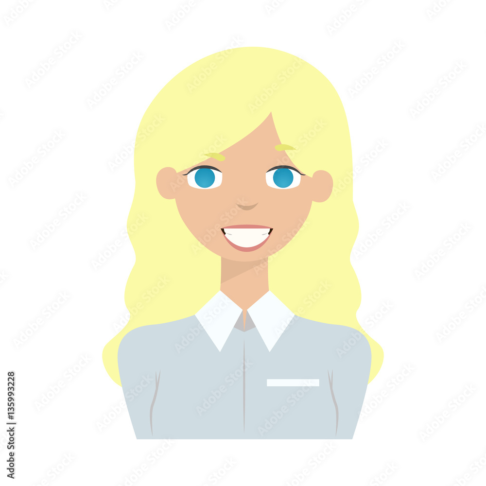 Cute cartoon smiling woman, girl vector illustration Cute cartoon smiling woman, girl vector illustration