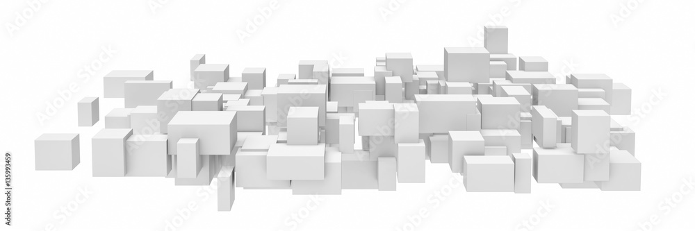 Rendering of white square and rectangle blocks