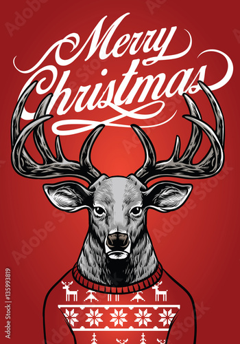 christmas deer wearing christmas sweater