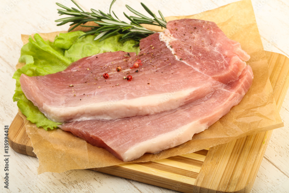 Raw pork steak