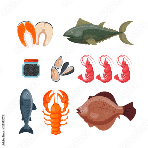 Sea food vector illustration.