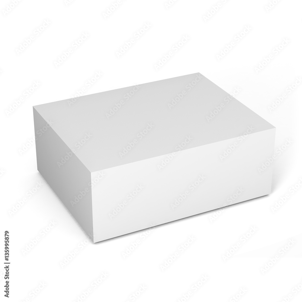Close up of a white box template on white background.3D Illustration Close up of a white box template on white background.3D Illustration