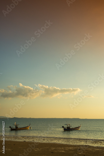 Traditional Thai boats near the beach. Thailand