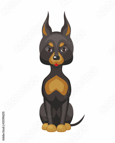 Vector image of a cute purebred dogs in cartoon style.