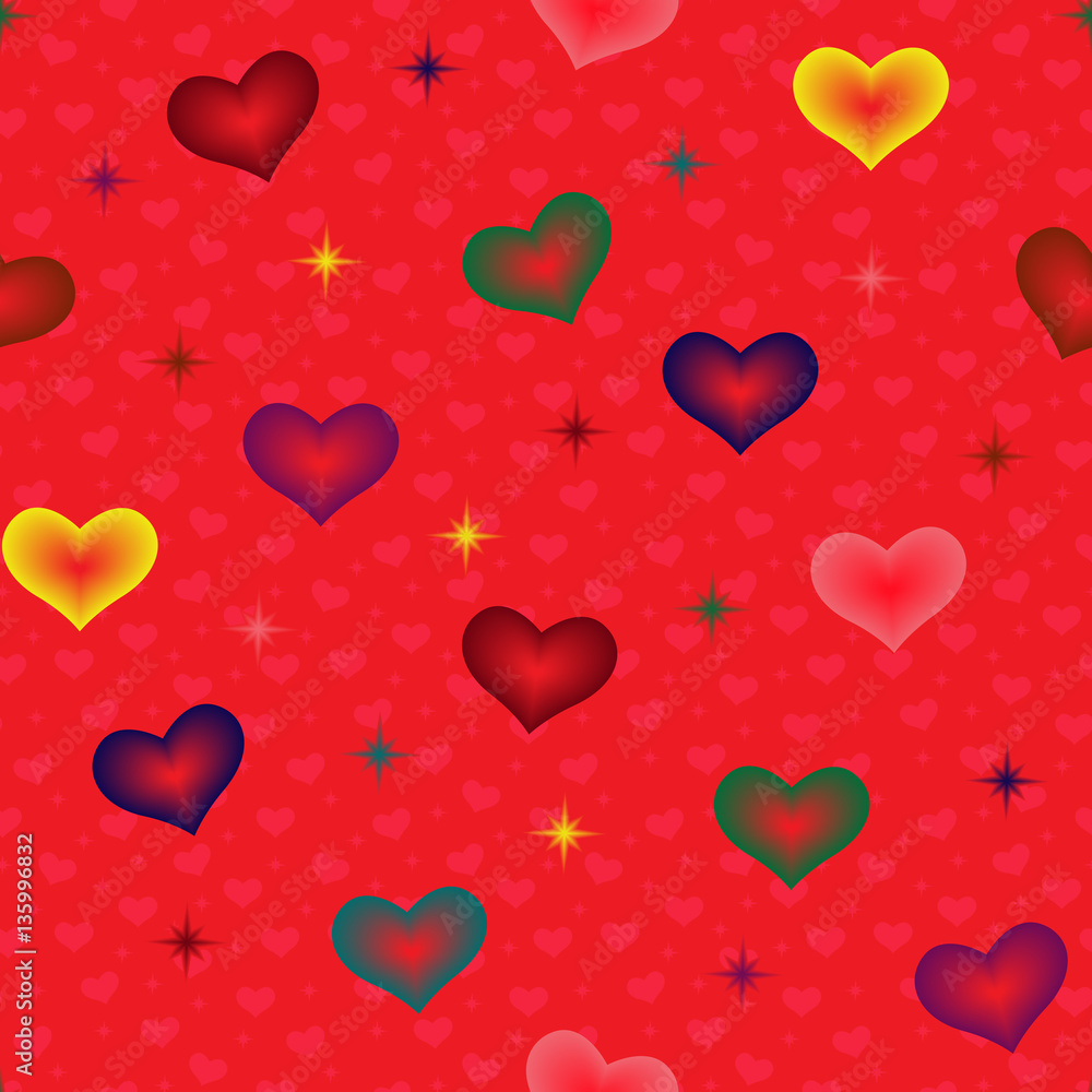 Valentine seamless pattern with colourful hearts