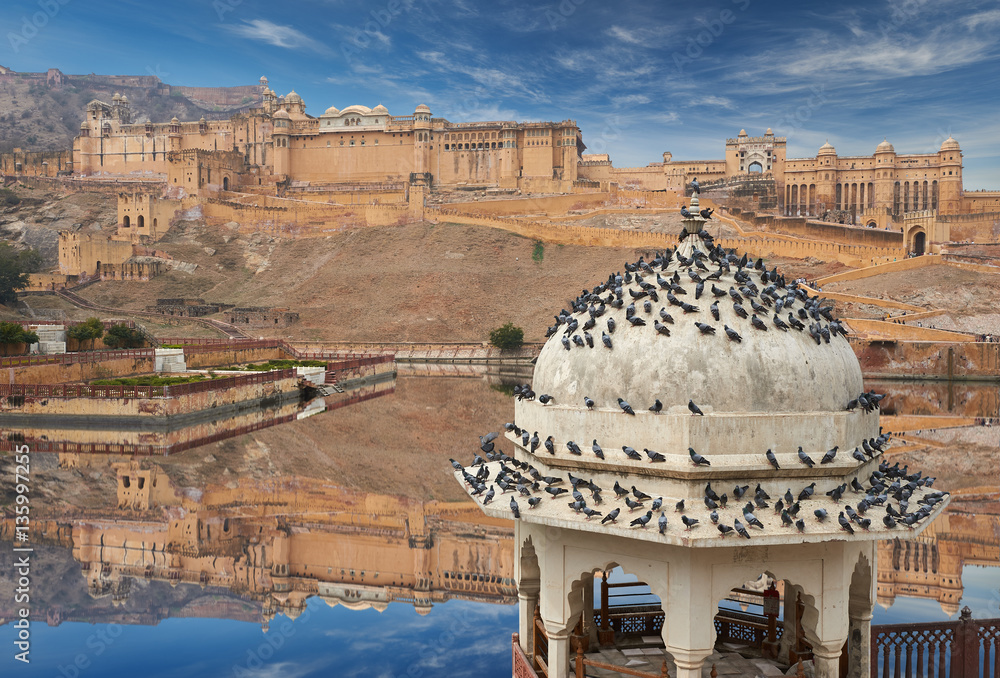 Fototapeta premium Amer Fort is located in Amer, Rajasthan, India.