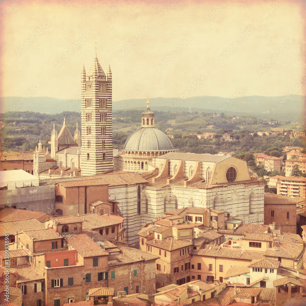 Fototapeta premium Old style photo of Siena in Tuscany.