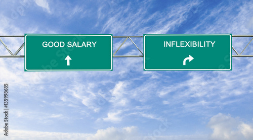 Schilderij op canvas road signs to good salary and inflexibility