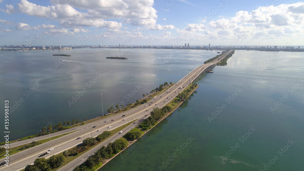 Aerial image of the Julia Tuttle Causeway Miami Beach FL Aerial image of the Julia Tuttle Causeway Miami Beach FL