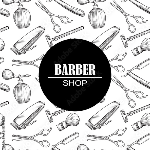 Composition of the set icons for the Barber shop. Vector elements your web design
