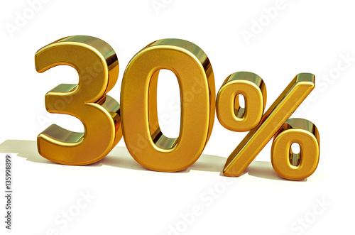 3d Gold 30 Thirty Percent Discount Sign