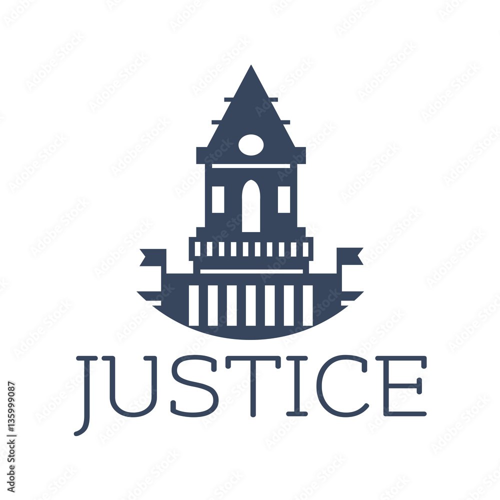 Justice vector icon with castle or court building